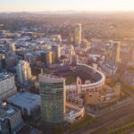 Aerial photo of petco park in downtown san diego